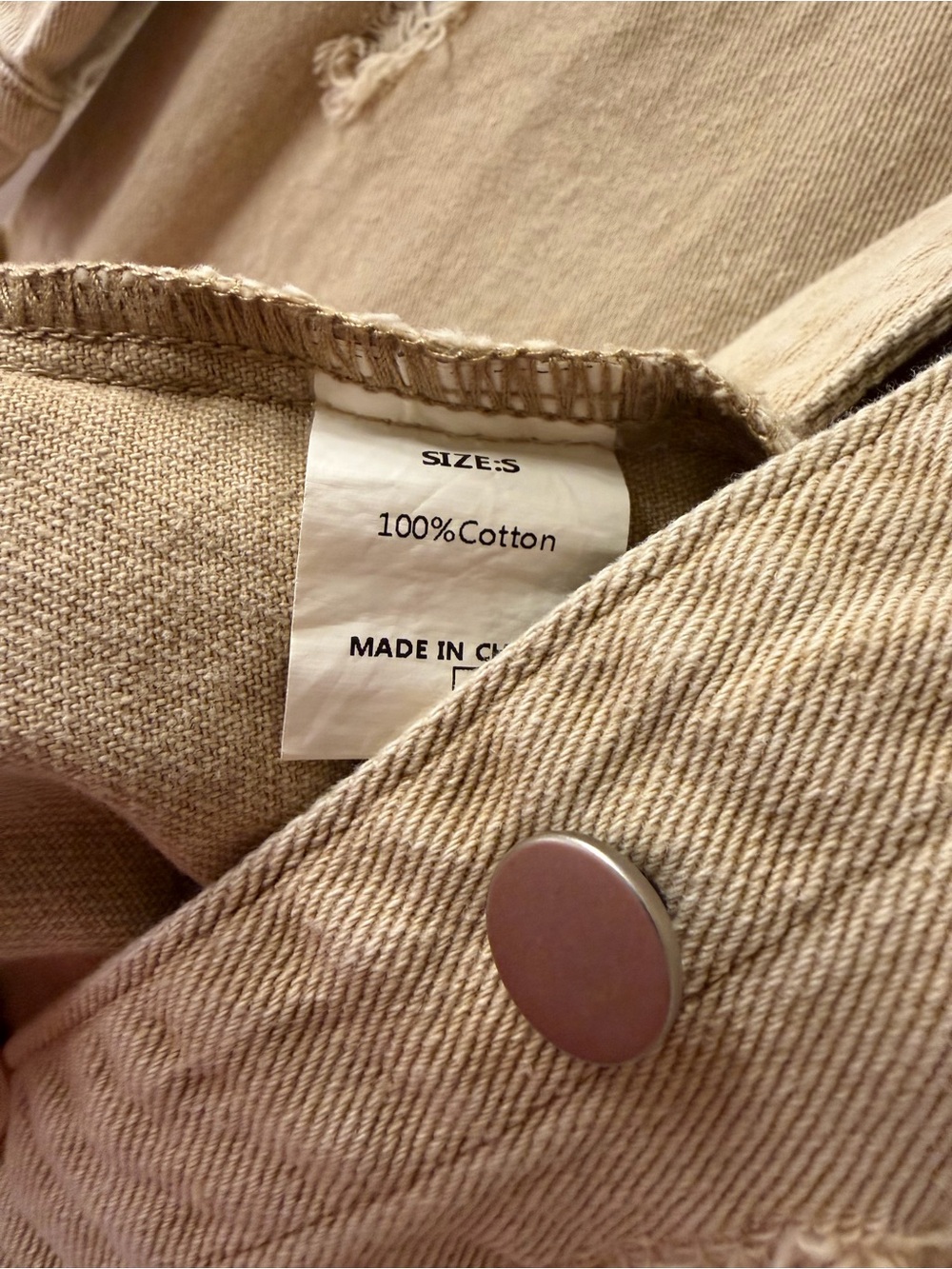 Women’s Distressed Tan Shacket Jacket - Picture 2 of 3